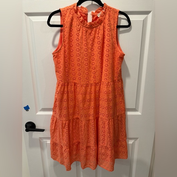 Loft Red/Orange Eyelet Mini Dress - Picture 1 of 6